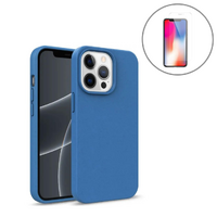 StylePro combo, iPhone 14 eco case + tempered glass screen protector, blue