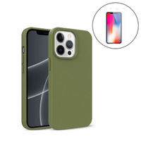 StylePro combo, iPhone 14 eco case + tempered glass screen protector, green