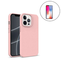 StylePro combo, iPhone 14 eco case + tempered glass screen protector, pink