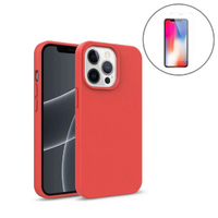 StylePro combo, iPhone 14 eco case + tempered glass screen protector, red