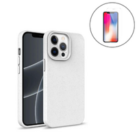 StylePro combo, iPhone 14 eco case + tempered glass screen protector, white