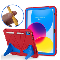 StylePro combo, iPad 10th and 11th gen Supershell case with shoulders strap plus Kids Pencil, red.