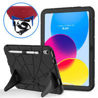 StylePro, Supershell, kids case for iPad 10th generation 10.9" with shoulder strap, 2022 model, black.