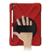 StylePro, shockproof case with hand strap & rotating stand for iPad 7th, 8th & 9th gen, 10.2” red