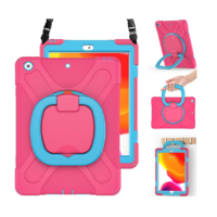 StylePro, tough shockproof kids case with rotating stand and shoulder strap for iPad 10.2" 7th & 8th gen, pink