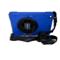 StylePro, shockproof case with shoulder strap, hand strap & rotating stand for iPad Air 5, 10.9” blue