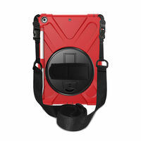 StylePro, shockproof case with hand strap, shoulder strap & rotating stand for iPad Pro 11”, red